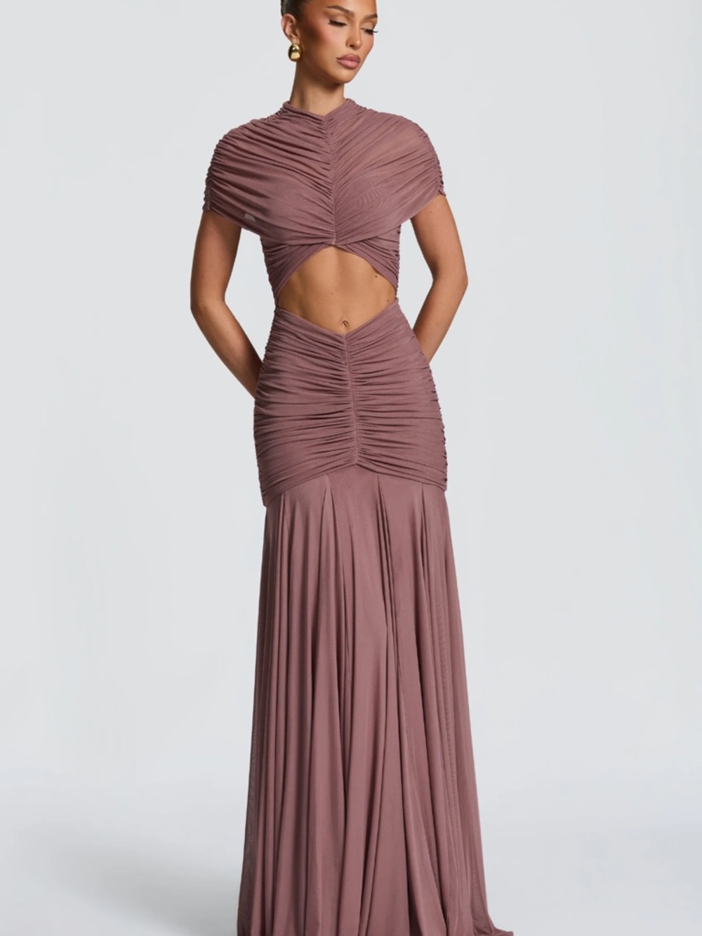 Baby boo Jaya Maxi Dress Elegant Mauve Cutout Evening Gown - Women’s Dresses - Picture 5 of 7